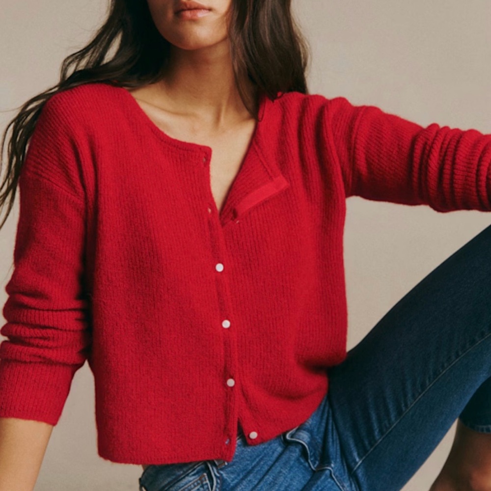 Sezane Vibrant Red Cardigan